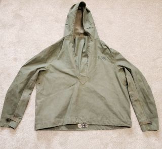 Vintage Ww2 Era Usn Us Navy Foul Weather Rain Deck Jacket Medium