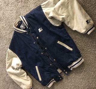 Vintage 90s Starter Sport Denim Varsity Jacket Mens Large
