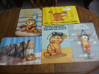 (5) 1978 Garfield The Cat Poster - Jim Davis United Feature Syndicate Vintage