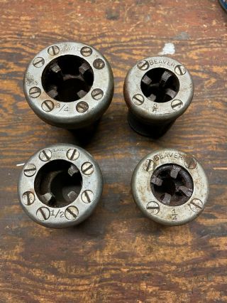 4 Beaver Pipe Threader Dies 3/4 " 1/2 " 3/8 " 1/4 " Vintage Pipe Tools