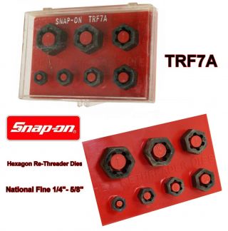 Vintage Snap On Tools Trf - 7a Hexagon Re - Threader Dies - National Fine 1/4 " - 5/8 "