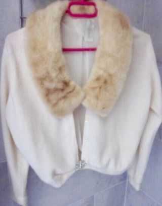 Vintage Hadley Cashmere Sweater With Mink Trim And Bling