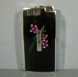 Ronson Pal Lighter And Cigarette Case,  Flower Motif,  Vintage