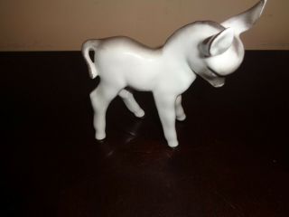 Vintage Lomonosov Imperial Russian Porcelain White Donkey - Stamped Made In Russia