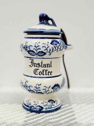 Blue And White Vintage " Blue Onion " Instant Coffee
