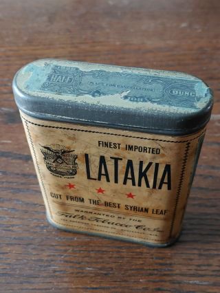 Vintage Latakia Vertical Pocket Tobacco Tin Advertising