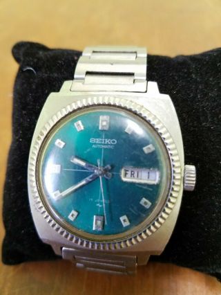 Vintage Seiko Automatic Mens Watch Iridescent Green Dial 7006 - 7017 Repair