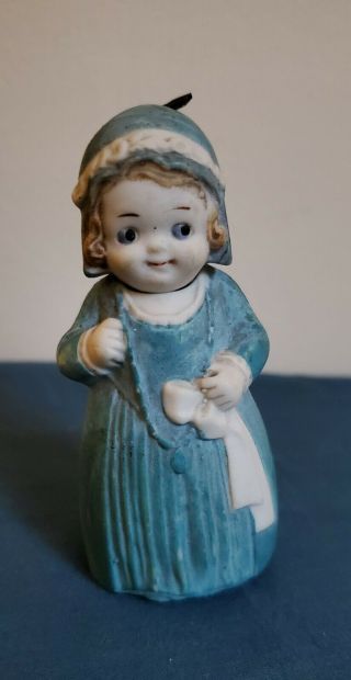 Vintage/antique All Bisque German Nodder Girl Doll Miniature 3 "