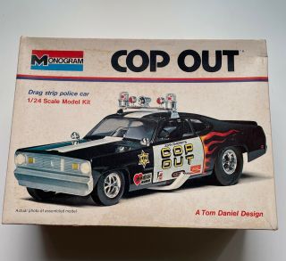 Vtg 1973 Monogram Cop Out Drag Strip Police Car Model Kit Usa Tom Daniel