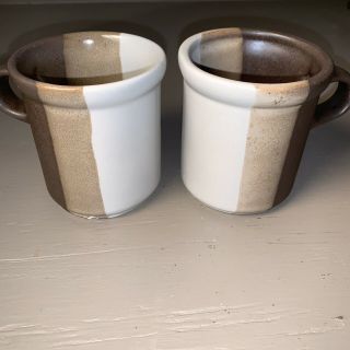 2 Vintage 1978 Mccoy Pottery 1412 Sandstone 3 1/2 " Cups Mugs Coffee Tea