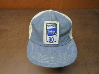 Vintage Denim Treflan Elanco 30 Barrel Spray Snapback Hat Trucker Farm Patch Cap