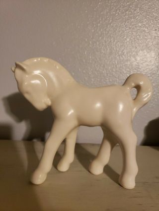 Vintage Shawnee Pottery Miniature White Horse Planter 5 3/4 " Tall × 6 " L