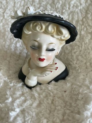 Vintage 1961 Inarco E - 190/s Lady Head Vase 5” Tall