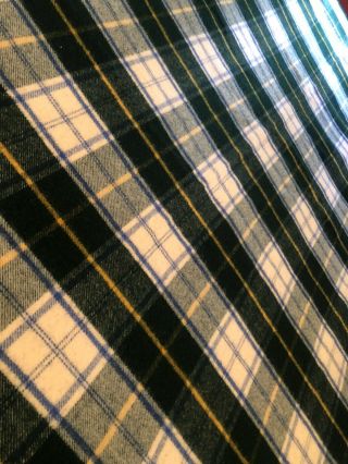 Vintage Pearce Woolrich PA Wool Blanket 68” X 86” Blue Green Yellow White Plaid 3