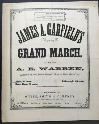 President Mckinley 1901 Funeral March,  1880 James Garfield Vintage Sheet Music