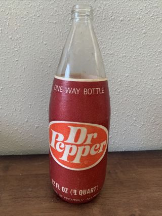 Vintage 32 Oz Dr Pepper Foam Label Glass Soda Bottle Sprite Coca Cola Pepsi