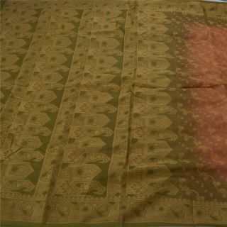 Tcw Vintage Sarees 100 Pure Silk Woven Green Craft Fabric Sari
