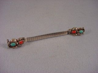 Vintage Sterling Coral & Turquoise Watch Band
