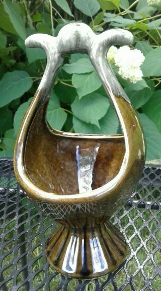 Vintage Hull Footed Vase W/ Olive Drip Glaze B9