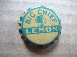 Big Chief Lemon Vintage Indian Head Soda Bottle Cap - Cork Lined Never Crimped