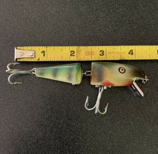 ￼Pflueger Palomine Vintage 3 1/2” Jointed Wooden perch,  Old Fishing Lure “NICE” 3