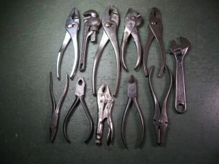 Old Vintage Mechanics Tools Premium Pliers / Wrenches Group All Types Fine
