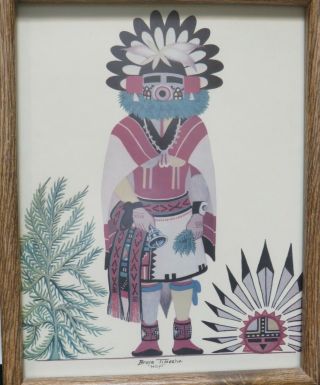 Bruce Timeche Vintage Hopi Kachina Indian Lithograph Print W/frame