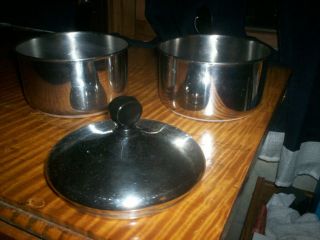 2 Vintage Farberware Stainless Steel Aluminum Clad 1 Qt Sauce Pan With 1 Lid