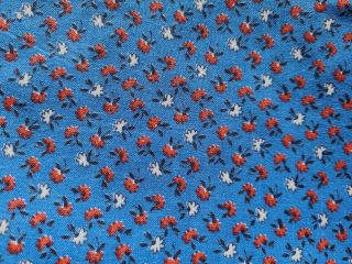 Vintage Fabric Blue Small Floral Calico Cotton Fabric 35 " X 2.  5 Yard