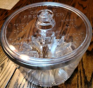 Vintage Kitchen Glass Sanitary Cheese Preserver Jar & Lid - Heavy
