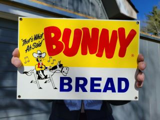 Old Vintage Bunny Bread Porcelain Advertising Metal Sign Food Advertisement