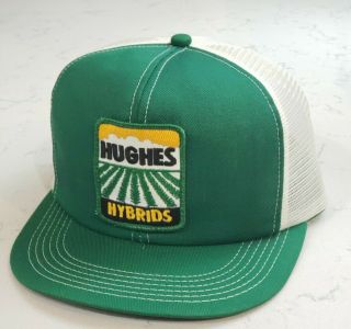 Vintage Hughes Hybrids Snapback Trucker Hat Mesh Patch Cap K Brand Made In Usa
