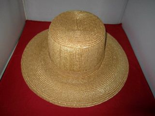 Frank Olive For Neiman Marcus Vintage Natural Wide Brim Springtime Straw Hat