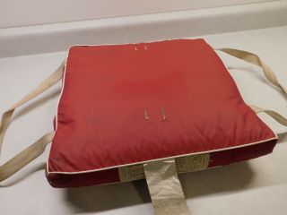Vintage Boat Seat Cushion Life Preserver Red,  Kapok,  Made By Crawford
