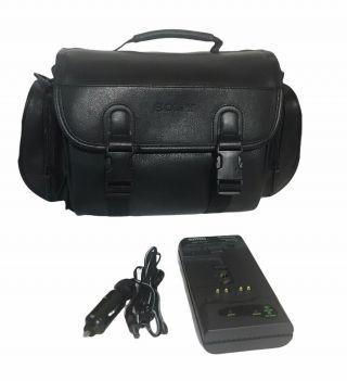 Vtg 1990s Large Sony Black Video Camera Bag Camcorder Case No Leather Strap Euc