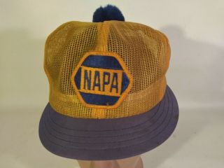 Vintage Napa Louisville Mfg Co All Mesh Pom Snapback Trucker Hat Cap Patch Usa
