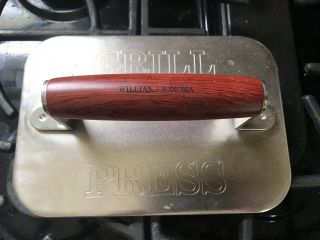 Williams - Sonoma Grill Press Wood Handle Chrome - Plated Carbon Steel Vintage