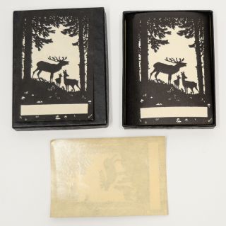 Ex Libris Labels Elk Silhouette Forest Arts Crafts Library Book Plates Vintage