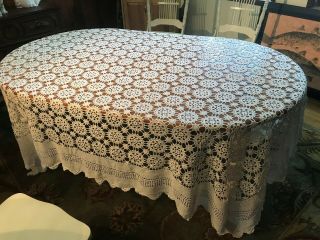 Farmhouse Chic Vintage handmade lace bedspread coverlet/lace table covering 3