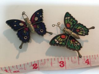 Two Cute Vintage Butterfly Magnets Kitchen Home Decor Metal Enabled Type Bugs