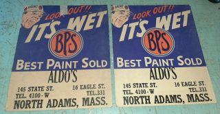 2 Bps (best Paint) Paint Sign Vintage Cardboard Aldo 