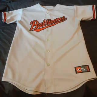 Vintage Baltimore Orioles Jersey Plain Blank Back Size Xl Gray Button Down