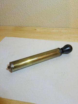 Vintage Wood Handle Kerosene Short Brass Hand Pump For Coleman Gas Lamp Lantern
