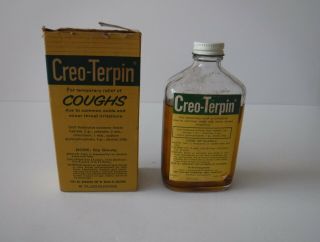 Vintage Creo - Terpin Cough Syrup Henry Wampole Co.  6 Oz Glass Bottle