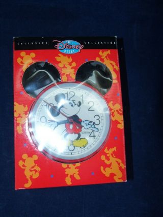 Vintage Disney Mickey Mouse Sunbeam Two Bell Alarm Clock Red & Black