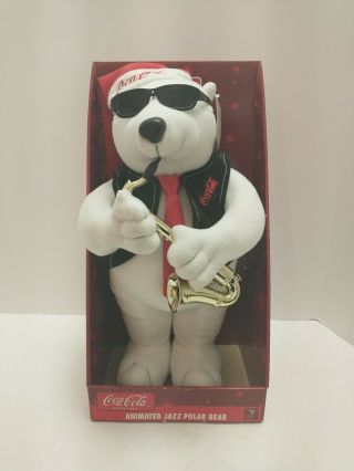 Vtg Coca Cola 1990’s Christmas Animated Jazz Sax Musical Polar Bear