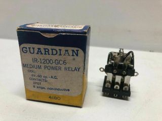 Nos Vintage Guardian Ir - 1200 - 2c6 Medium Power Relay 6v 60cy A.  C.  8 Amps 3pdt Nib
