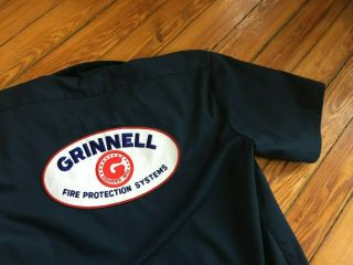Vintage Grinnell Fire Protection Systems Work Wear Shirt Xl Alarm Sprinkler