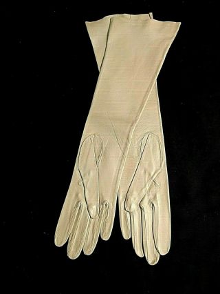 Vintage 15 " Long Lavabile Light Tan Real Kid Leather Gloves - - Marked 62