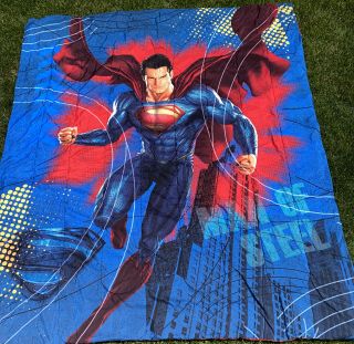 Vintage Superman/man Of Steel Twin /full Reversible Comforter Blanket